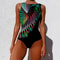 Womens Printed OnePiece Swimsuit Push Up LaceUp Beachwear 15