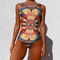 Womens Printed OnePiece Swimsuit Push Up LaceUp Beachwear 17
