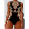 Womens Printed OnePiece Swimsuit Push Up LaceUp Beachwear 24