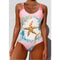 Womens Printed OnePiece Swimsuit Push Up LaceUp Beachwear 28