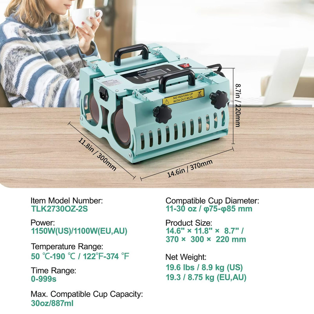 SucceBuy DualStation Tumbler Heat Press Machine For 1130oz Sublimation Mugs Tumblers 7
