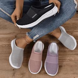 solid color womens mules – soft sole platform slip-on walking shoes
