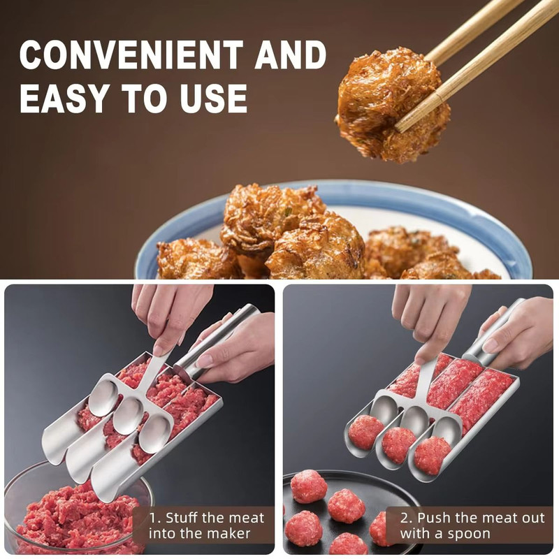 EasyRelease NonStick Meatball Maker Spoon Manual Kitchen Tool For Perfect Meatballs Fish Balls 5