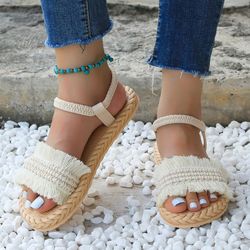 womens tassel sandals – fashion flat heel summer shoes with soft sole & non-slip comfort