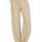 Womens Cotton Linen Wide Leg Pants Casual Loose Trousers With Elastic Waist Pockets 8