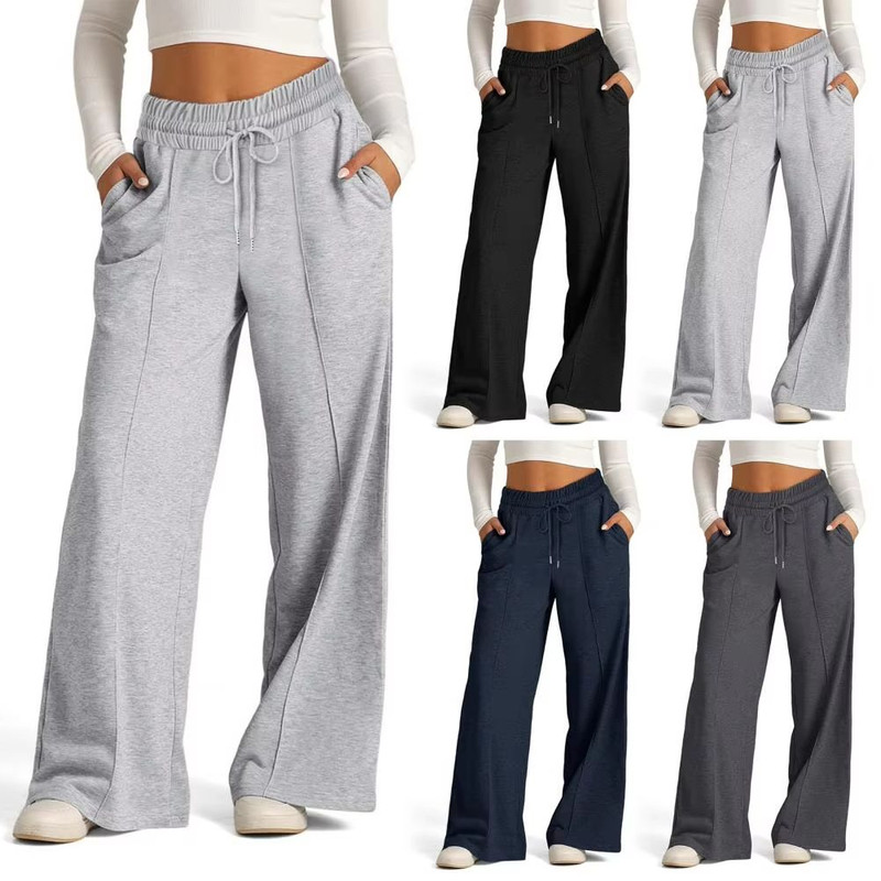 Womens Straight Leg Yoga Sweatpants Loose Wide Leg Casual Tracksuit Pants For Gym Outdoor 0