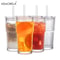 600ML Striped Glass Coffee Cup Transparent Drinking Mug With Optional Lid Straw For Juice Iced Co 10
