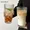 600ML Striped Glass Coffee Cup Transparent Drinking Mug With Optional Lid Straw For Juice Iced Co 5