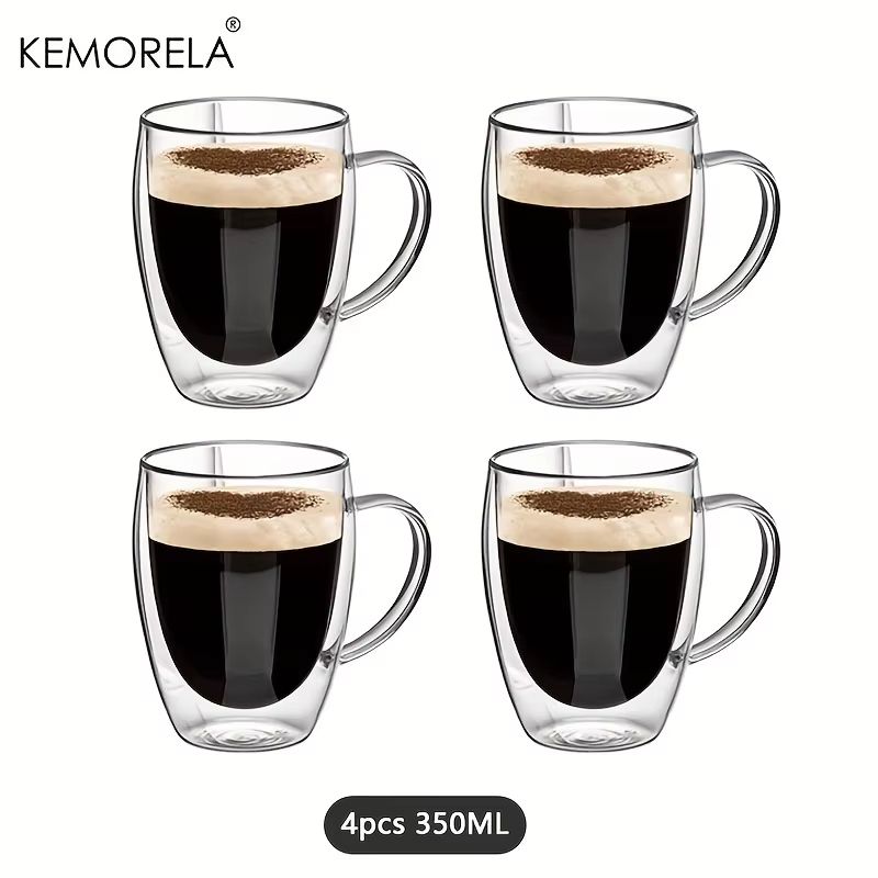 350ML Double Wall Glass Coffee Mug Transparent Cappuccino Cup With Handle For Tea Milk Juice 7