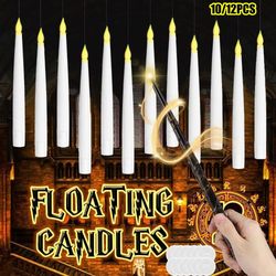 led floating candles with remote magic wand – flameless flickering lights for wedding & holiday decor (12/10 pcs set)
