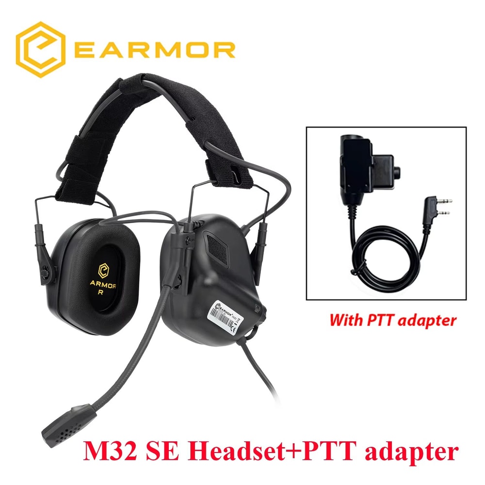 EARMOR M32 MOD4SE Tactical Shooting Earmuffs Noise Reduction Headset With Helmet ARC Rail Kenwood 12
