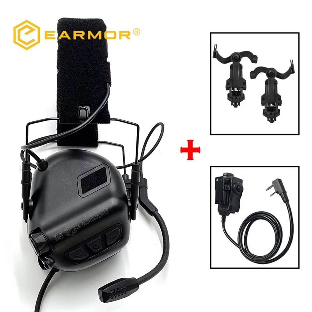EARMOR M32 MOD4SE Tactical Shooting Earmuffs Noise Reduction Headset With Helmet ARC Rail Kenwood 8