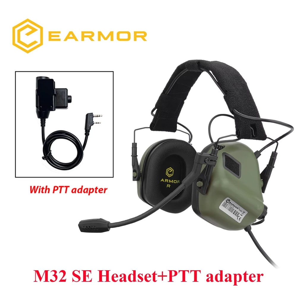 EARMOR M32 MOD4SE Tactical Shooting Earmuffs Noise Reduction Headset With Helmet ARC Rail Kenwood 14