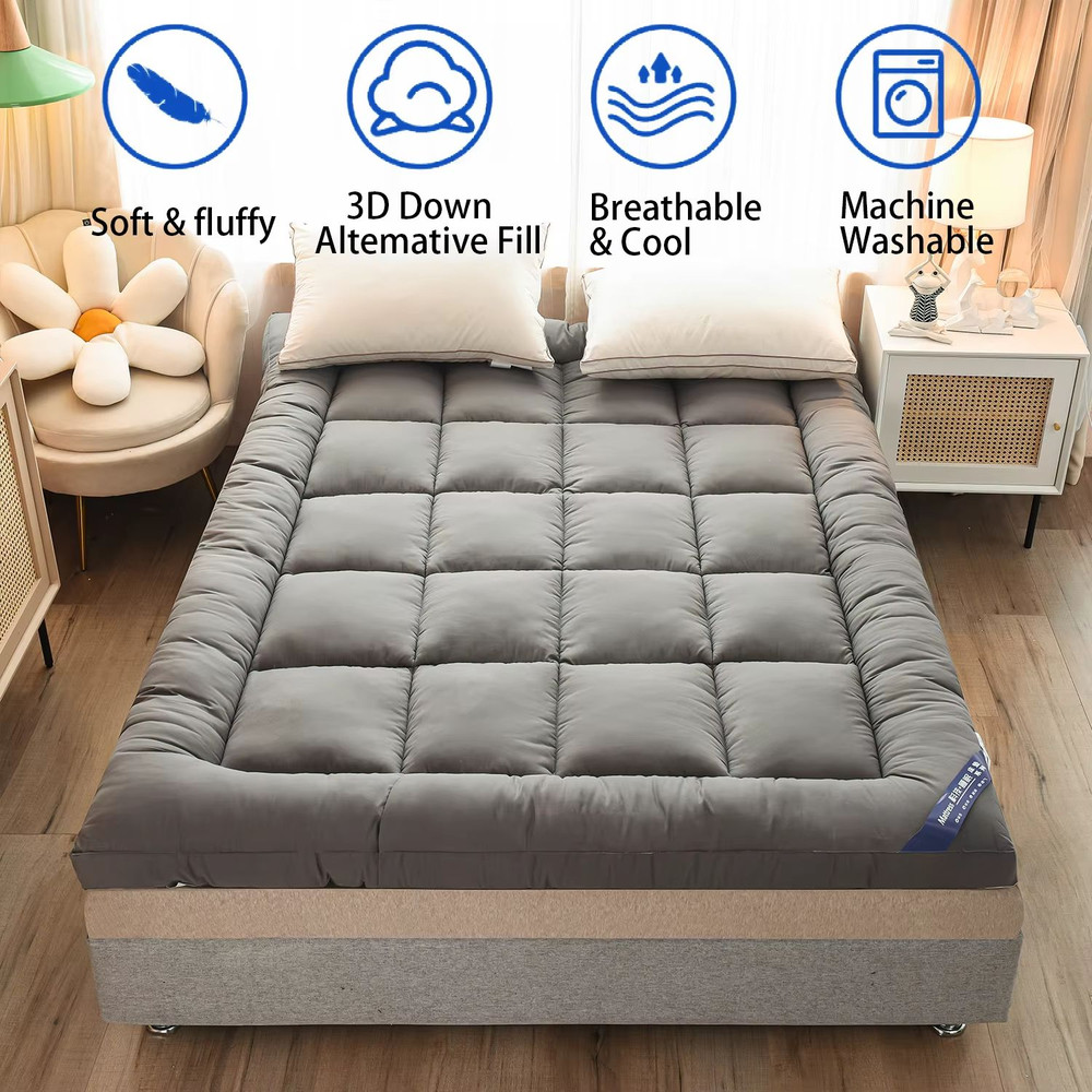 Queen Mattress Topper Extra Thick 1000 GSM Bed Pad With Elastic Pocket For Body Pain Relief Comfo 0