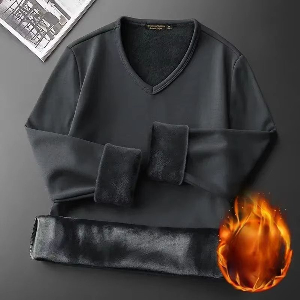 Mens Winter Thermal Underwear Shirt LongSleeve Plus Velvet Slim Fit Base Layer For Cold Weather 5