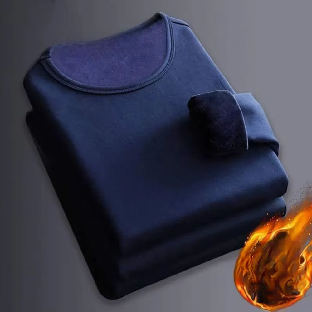 Mens Winter Thermal Underwear Shirt LongSleeve Plus Velvet Slim Fit Base Layer For Cold Weather 12