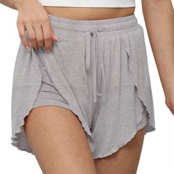 womens high waisted casual shorts – summer beach yoga pants with anti-exposure undergarment layer