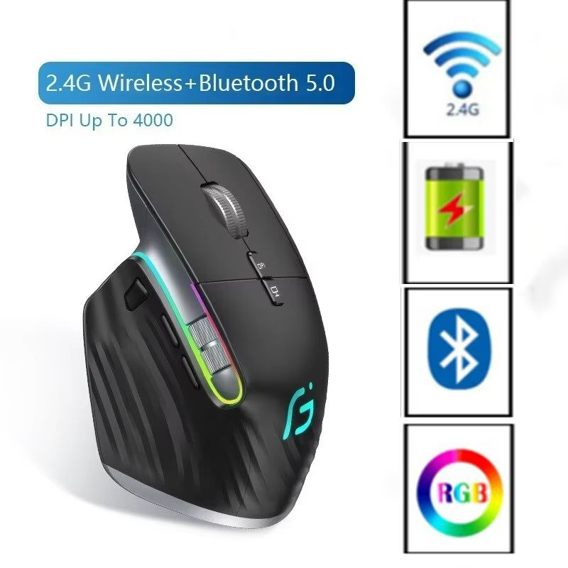 FluxCharge DualMode RGB Gaming Mouse Bluetooth 24 G Rechargeable 0