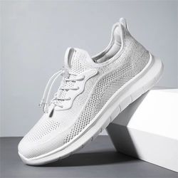 mens breathable woven sneakers – lightweight outdoor running shoes with adjustable buckle