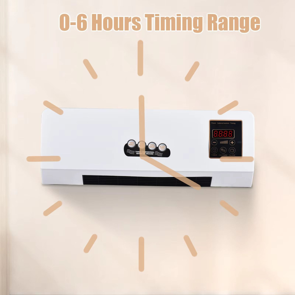 2in1 Wall Mounted Heater And Fan  1800W Electric Space Heater With Remote Control  Timer For Home A 2
