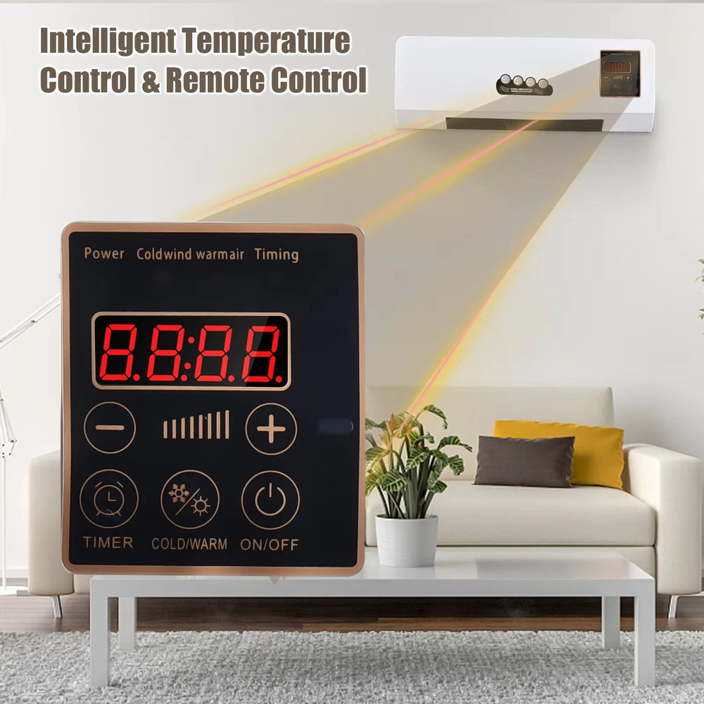 2in1 Wall Mounted Heater And Fan  1800W Electric Space Heater With Remote Control  Timer For Home A 3