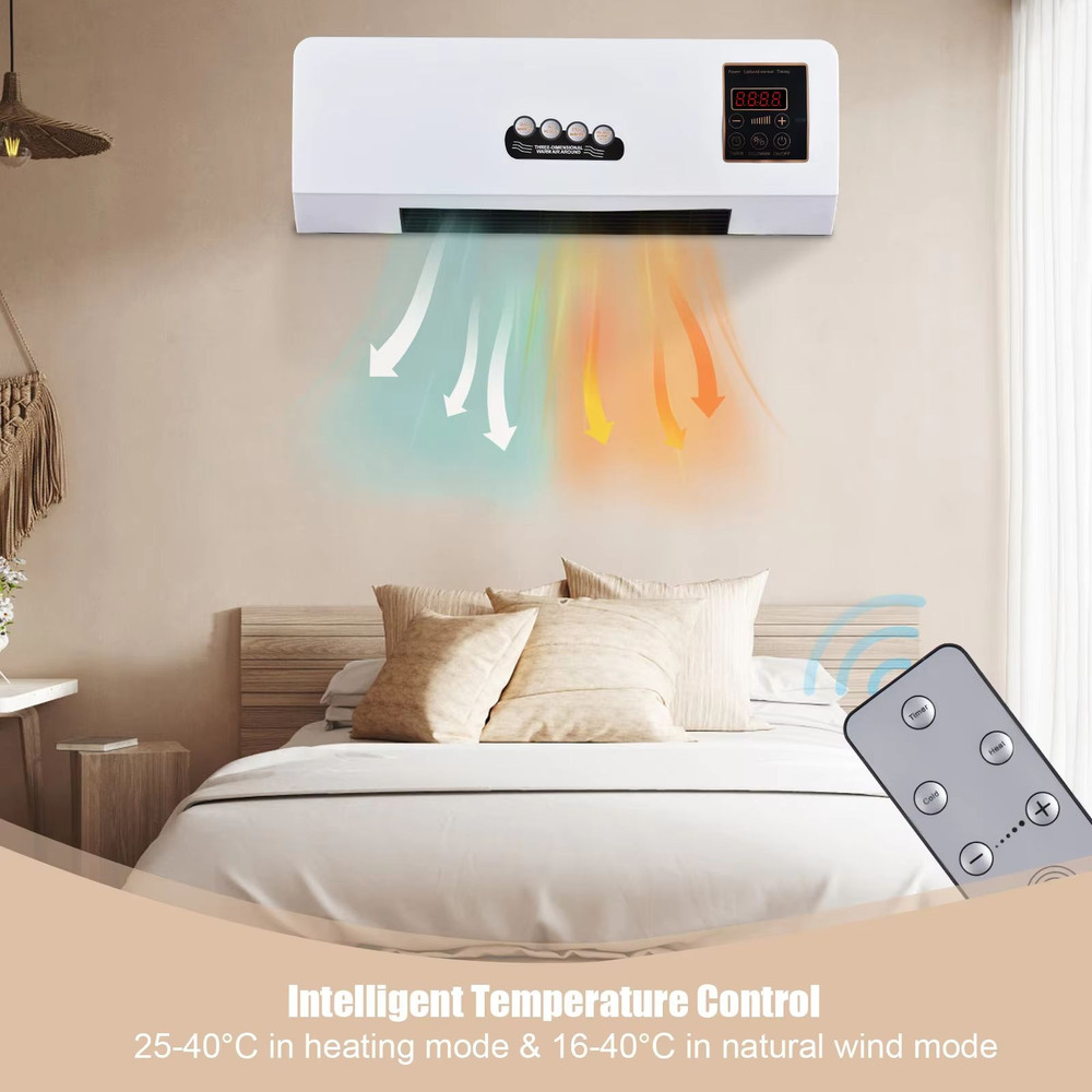 2in1 Wall Mounted Heater And Fan  1800W Electric Space Heater With Remote Control  Timer For Home A 4