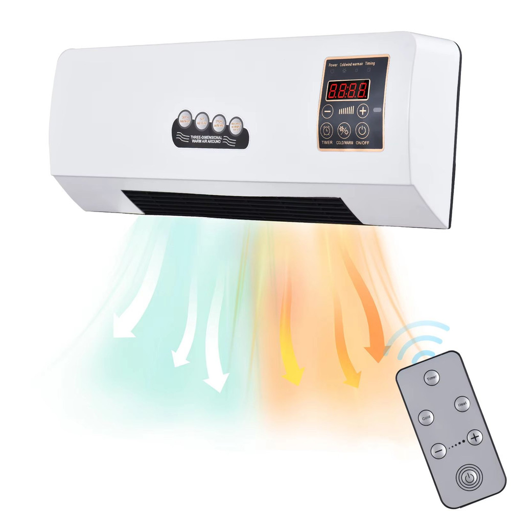 2in1 Wall Mounted Heater And Fan  1800W Electric Space Heater With Remote Control  Timer For Home A 6