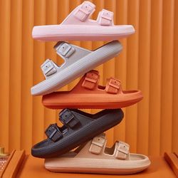 women's platform cloud slides with buckle – soft eva non-slip sandals for summer, beach & home comfort