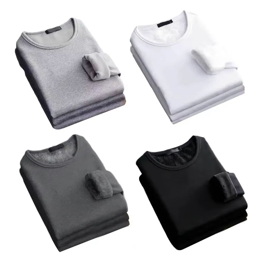Mens Winter Thermal Underwear TShirt  FleeceLined Long Sleeve Round Neck Base Layer 5