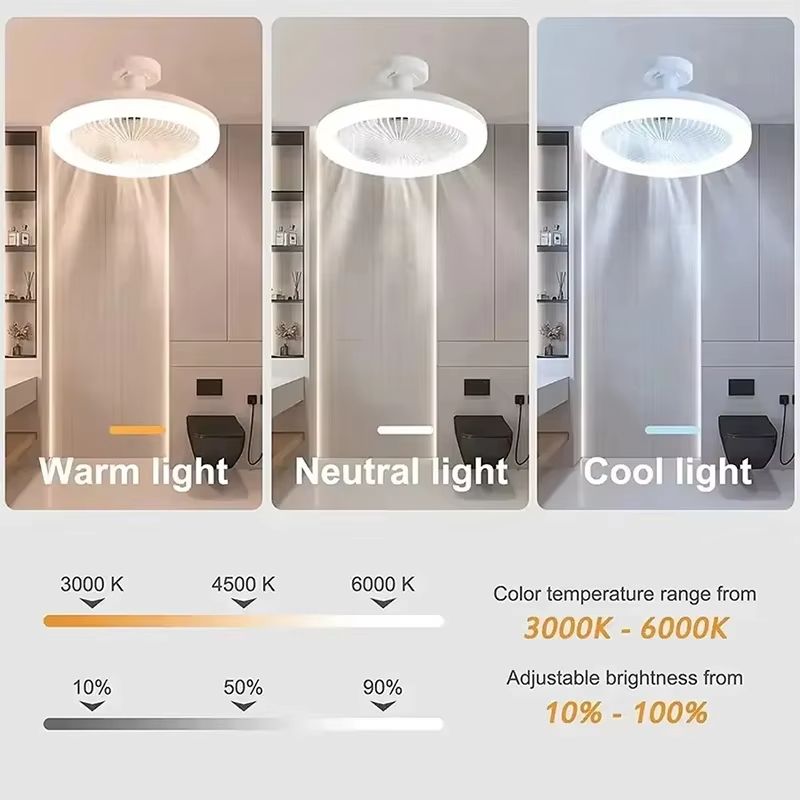 2in1 Ceiling Fan With LED Light Dimmable E27 Base Lamp With 3 Speed Settings For Bedroom Living Ro 4
