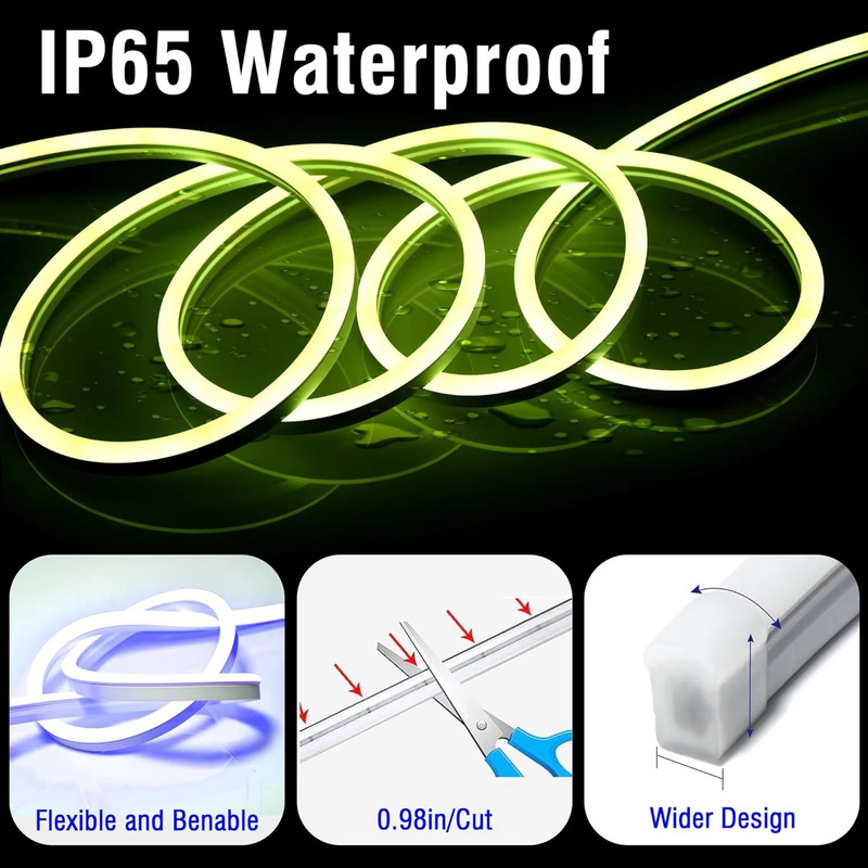 Mexllex Waterproof RGB Neon Light Strip 20M30M With App Remote Music Sync LED Lights For Bedroom O 4