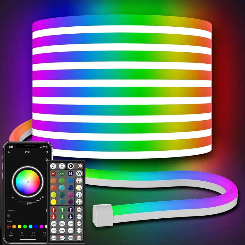 Mexllex Waterproof RGB Neon Light Strip 20M30M With App Remote Music Sync LED Lights For Bedroom O 6
