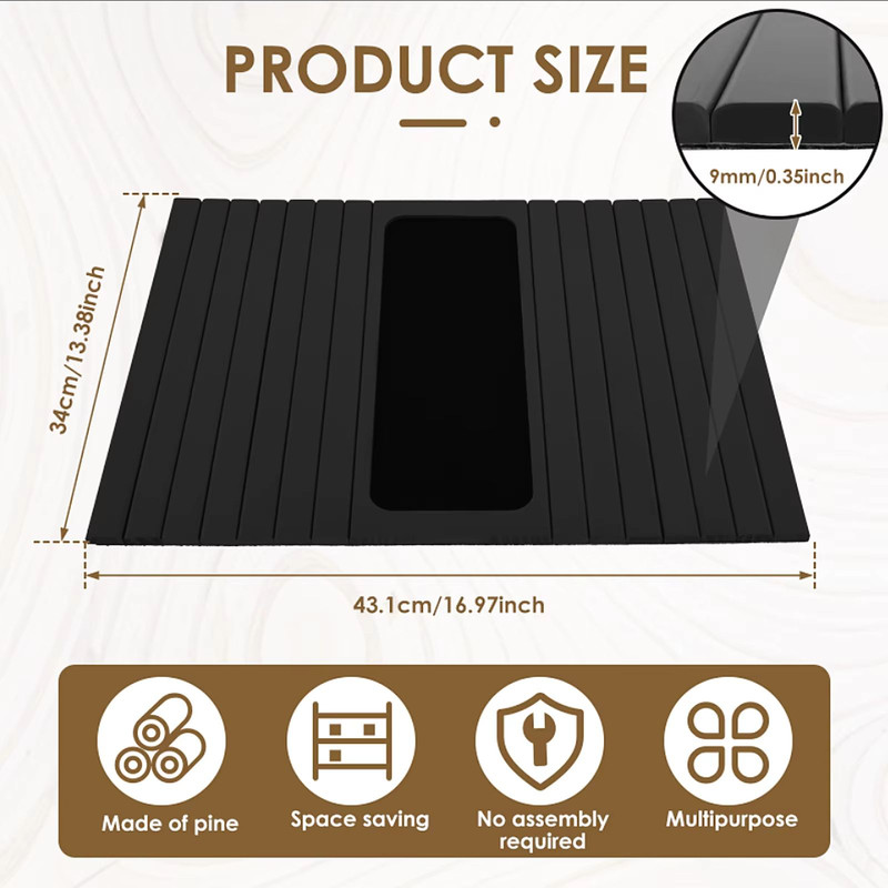 Bamboo Sofa Armrest Tray Foldable Couch Cup Holder With AntiSlip Design And Side Storage 12