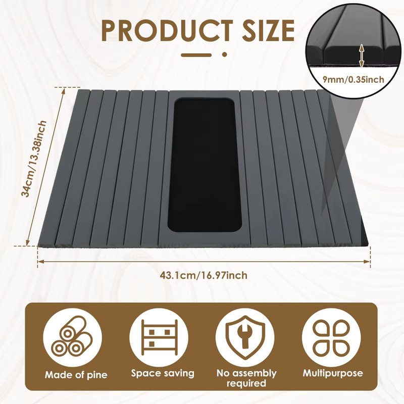 Bamboo Sofa Armrest Tray Foldable Couch Cup Holder With AntiSlip Design And Side Storage 6