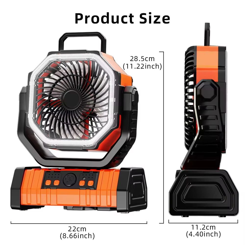 20000mAh Portable Camping Fan With LED Light Hook Rechargeable Battery Operated Desk And Outdoor 5