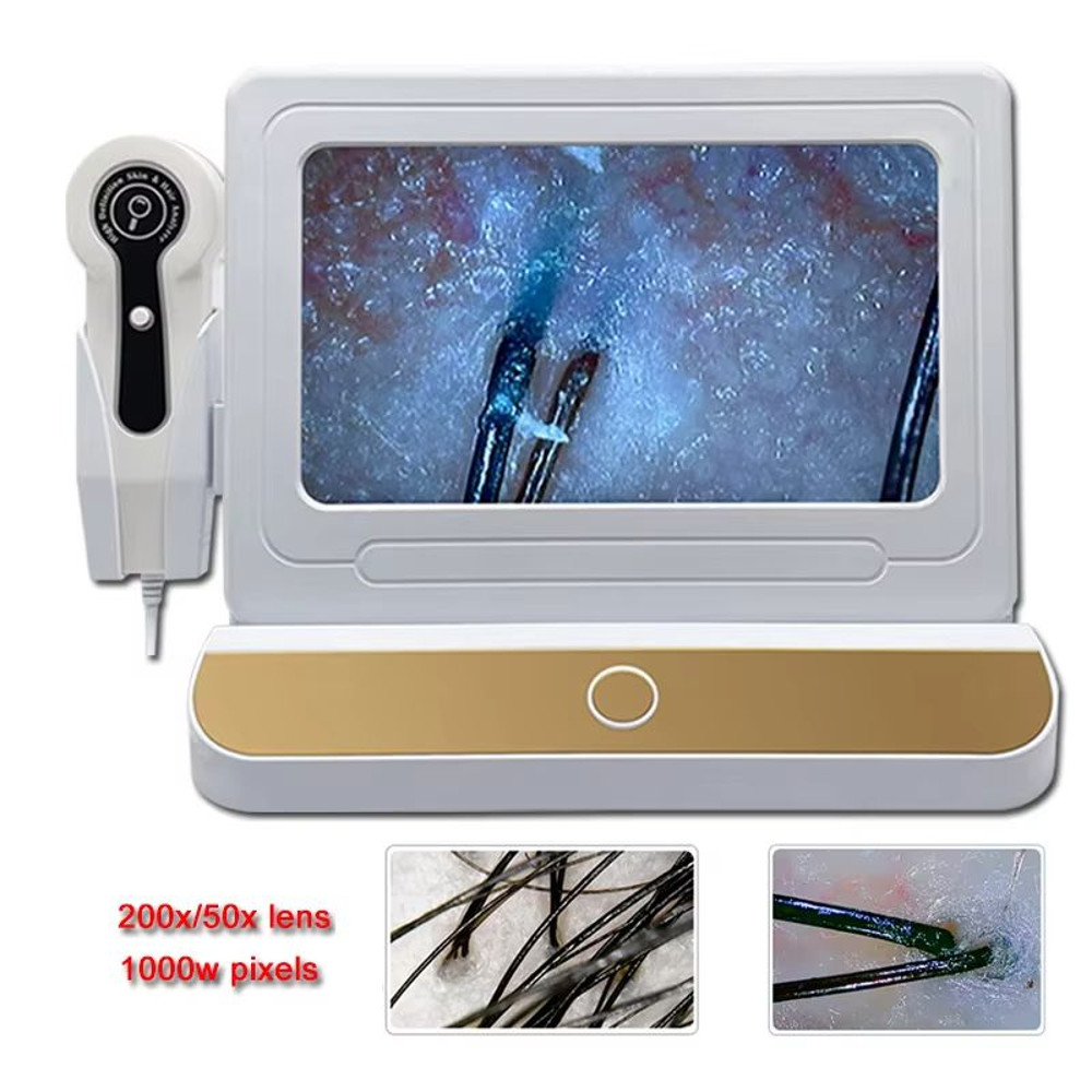 10Inch LCD Hair And Skin Analyzer Digital Microscope With 50X200X Magnification For Scalp Follicl 3