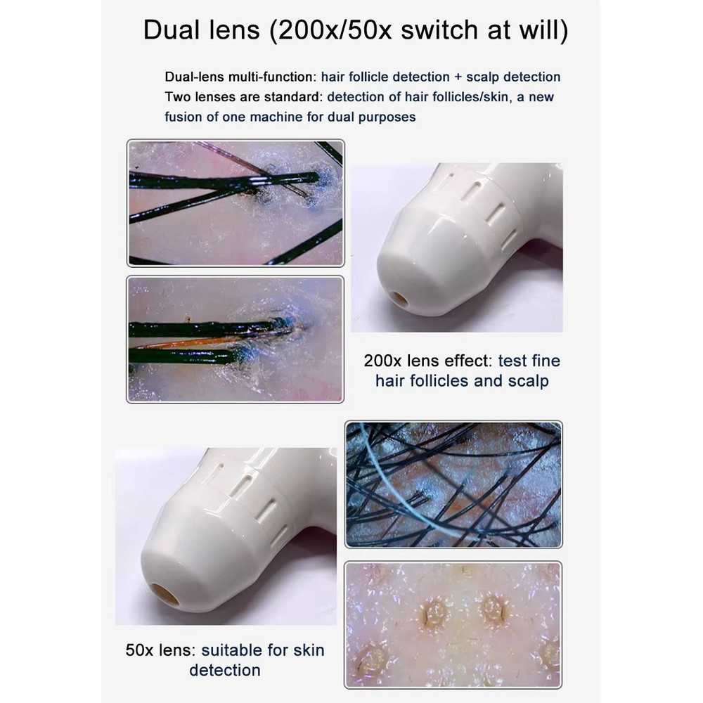 10Inch LCD Hair And Skin Analyzer Digital Microscope With 50X200X Magnification For Scalp Follicl 5