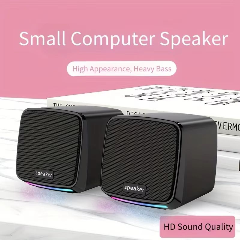 Mini USB Computer Speakers With Stereo Sound And Colorful Lights Portable AUXin 6W Desktop Speaker 0
