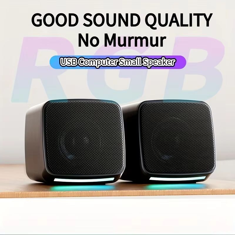 Mini USB Computer Speakers With Stereo Sound And Colorful Lights Portable AUXin 6W Desktop Speaker 1