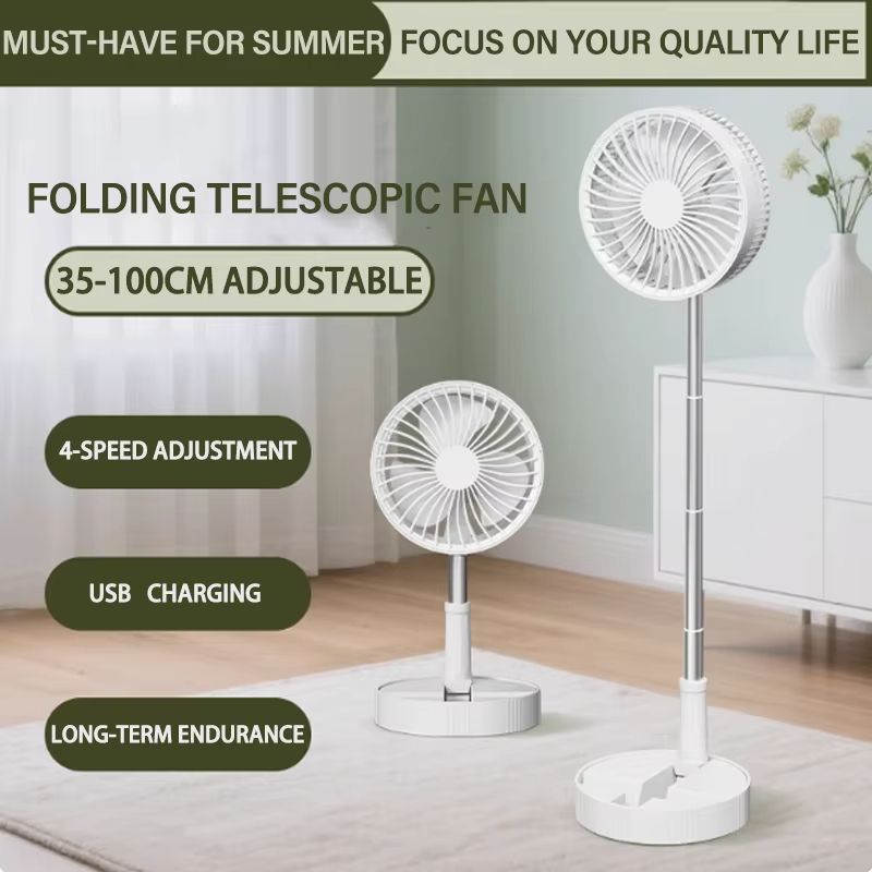 Portable USB Rechargeable Folding Fan Telescopic Quiet And Long Battery Life For Camping Fishing H 0