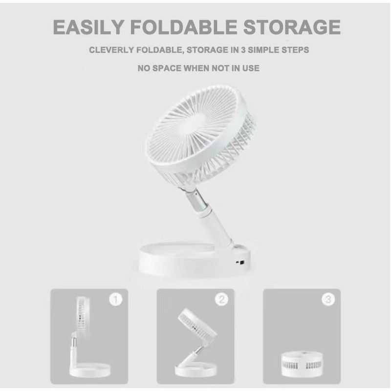 Portable USB Rechargeable Folding Fan Telescopic Quiet And Long Battery Life For Camping Fishing H 5