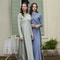 Spring Summer Satin Maxi Dress With Knitted Top Elegant 2Piece Set For Women 0
