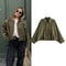 Womens Vintage Bomber Jacket Loose Fit TurnDown Collar Coat For Casual Chic Style 0