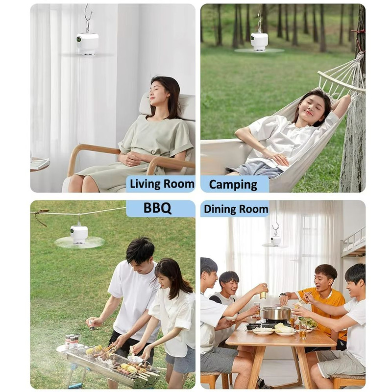Portable Camping Ceiling Fan With Light Rechargeable 8000mAh Wireless Tent Fan With Remote Control 4