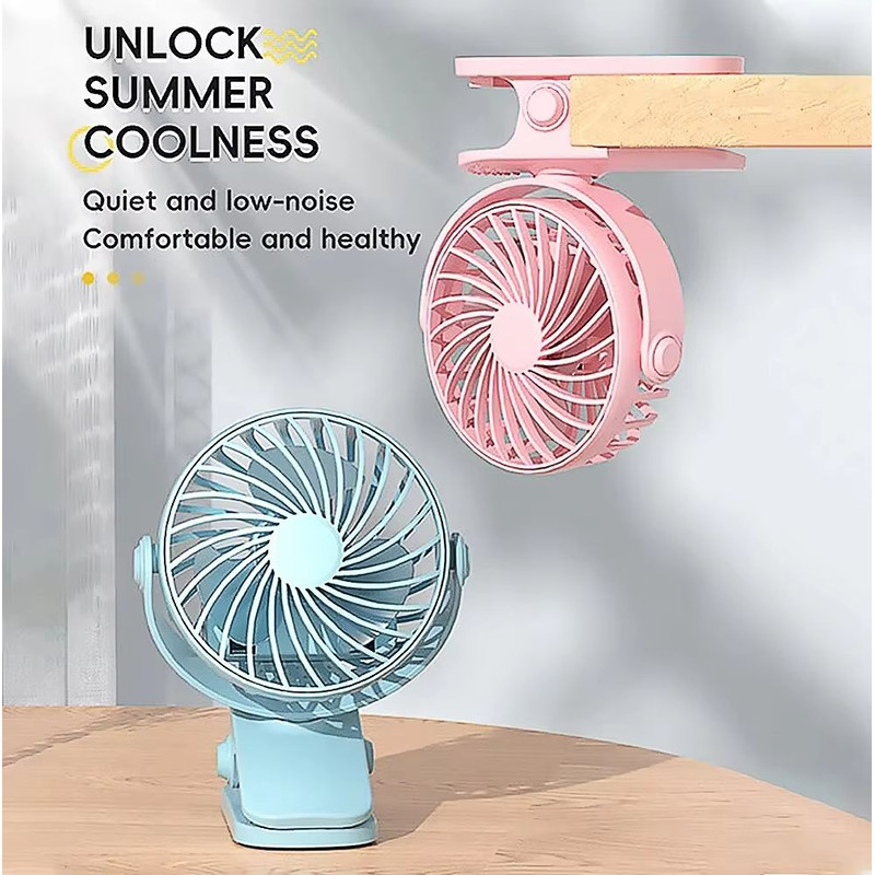 Rechargeable 720 Rotating Clip Fan With Nightlight Portable Small Fan For Home Office Dorm And Out 1
