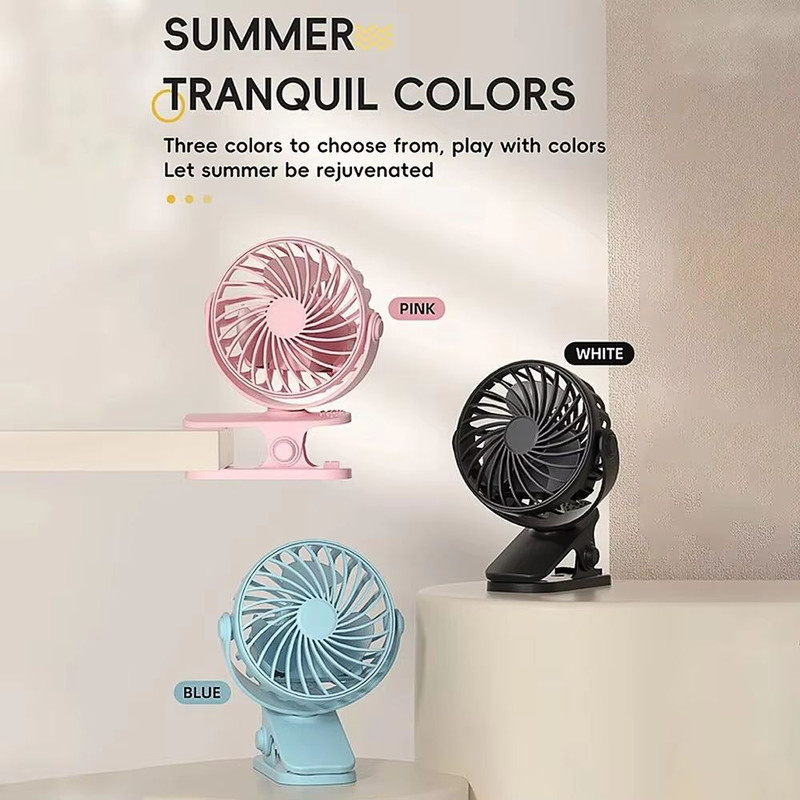 Rechargeable 720 Rotating Clip Fan With Nightlight Portable Small Fan For Home Office Dorm And Out 3