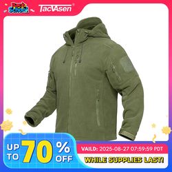 tacvasen men's fleece jacket with hood – full-zip outdoor windproof warm work coat for spring and winter