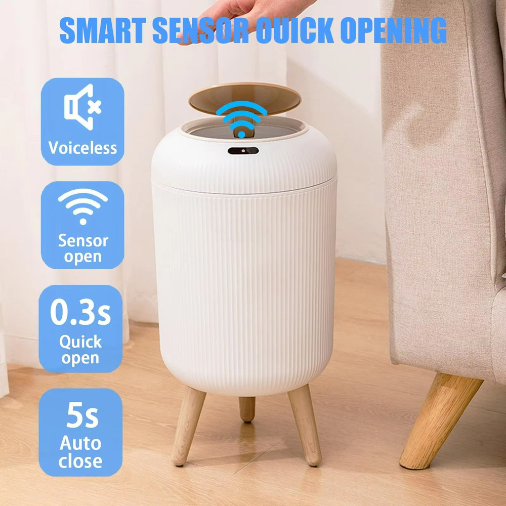 Automatic Motion Sensor Trash Can With Lid Compact Smart Trash Can For Bedroom Bathroom Kitchen O 2