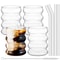 Vintage Ribbed Glass Cups With Straws 4Piece Aesthetic Drinking Glassware Set For Coffee Tea More 0