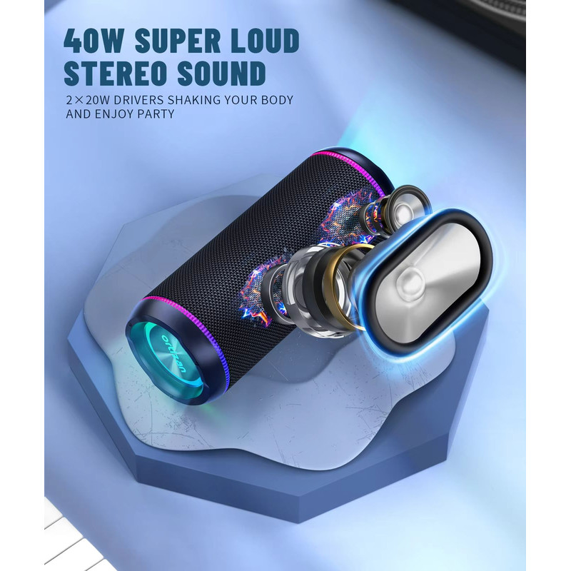 Ortizan X30 Portable Bluetooth Speaker 40W Bass Boost Wireless Speaker With IPX7 Waterproofing 66 1